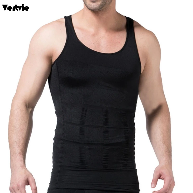 

2020 Men Slimming Body Shaper Vest Shirt Abs Abdomen Slim Running Tights T-Shirts Elastic Gym Sports Vest Fitness Tank Tops
