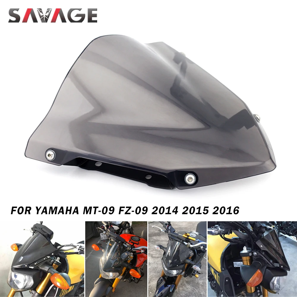 Chrome Carénage de pare-brise à double bulle de rue de moto pour le traceur Yamaha FJ09 MT09 2015-2016