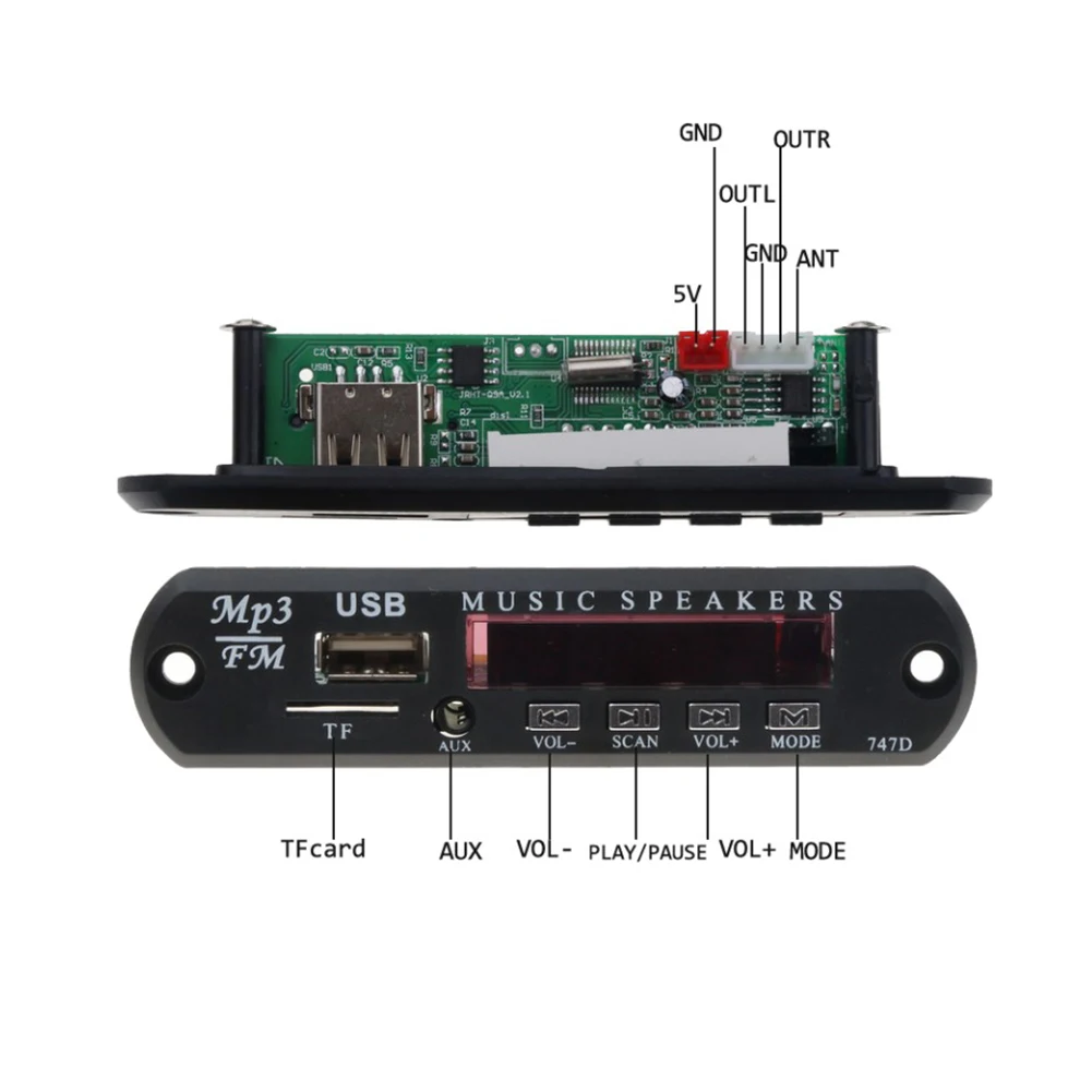 Q9A 12 В FM Автомобильный декодер AUX TF Радио MP3 USB аудио доска дистанционный музыкальный динамик