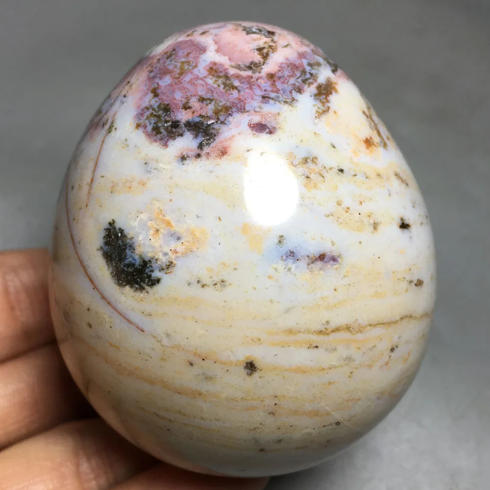

251g High quality natural quartz crystal polishing ocean jasper egg gift