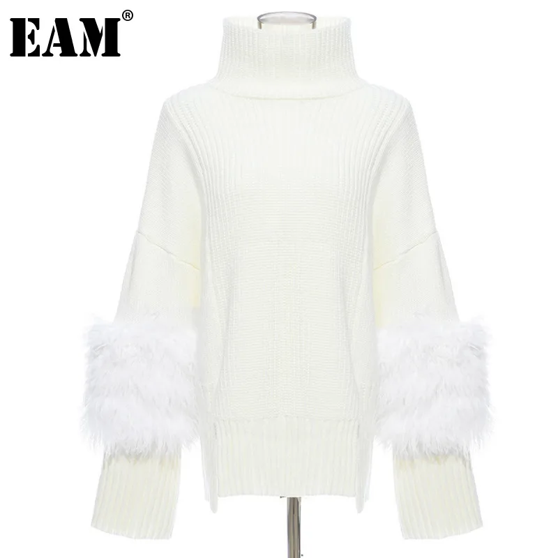 [EAM] Vent Feather Big Size Knitting Sweater Loose