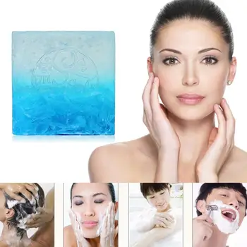 

1 Pcs Bule Sea Handmade Gemstone Essential Oil Soap Natural Non-Stimulating Deep Clean Oil And Acne Control Handmade Soap TSLM1