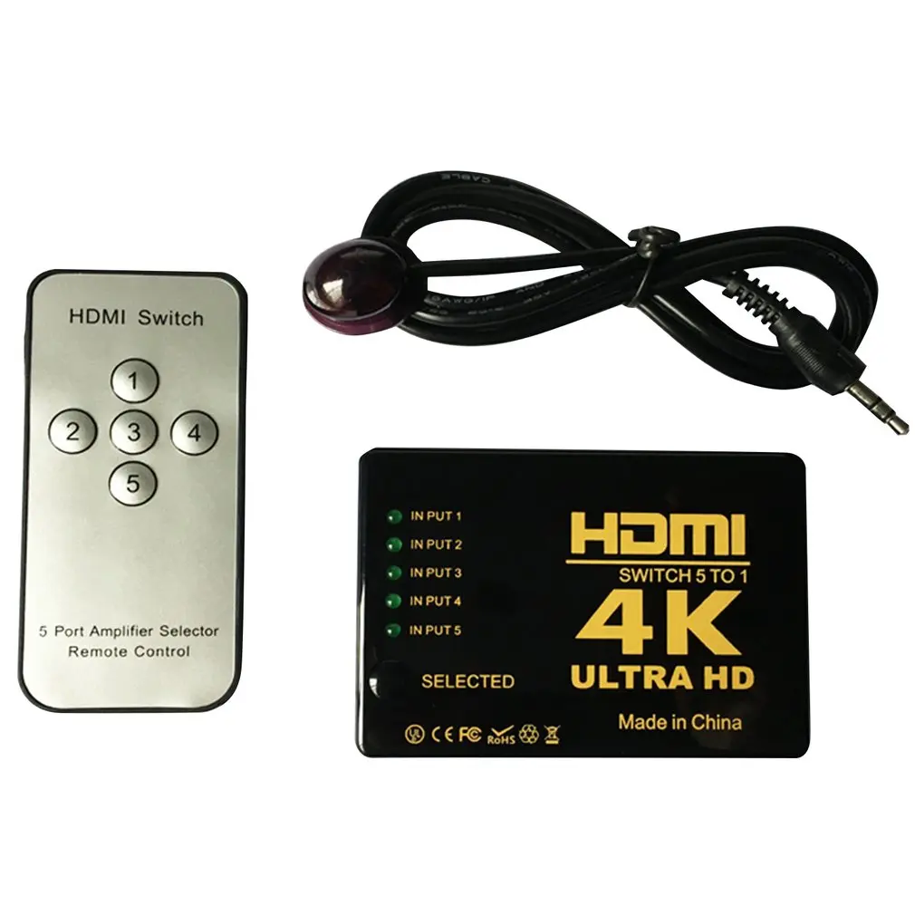 

Mini Hdmi Switcher 4K Hd1080P 3 5 Port Hdmi Switch Selector Splitter With Hub Ir Remote Controller For Hdtv Dvd Tv Box Z2
