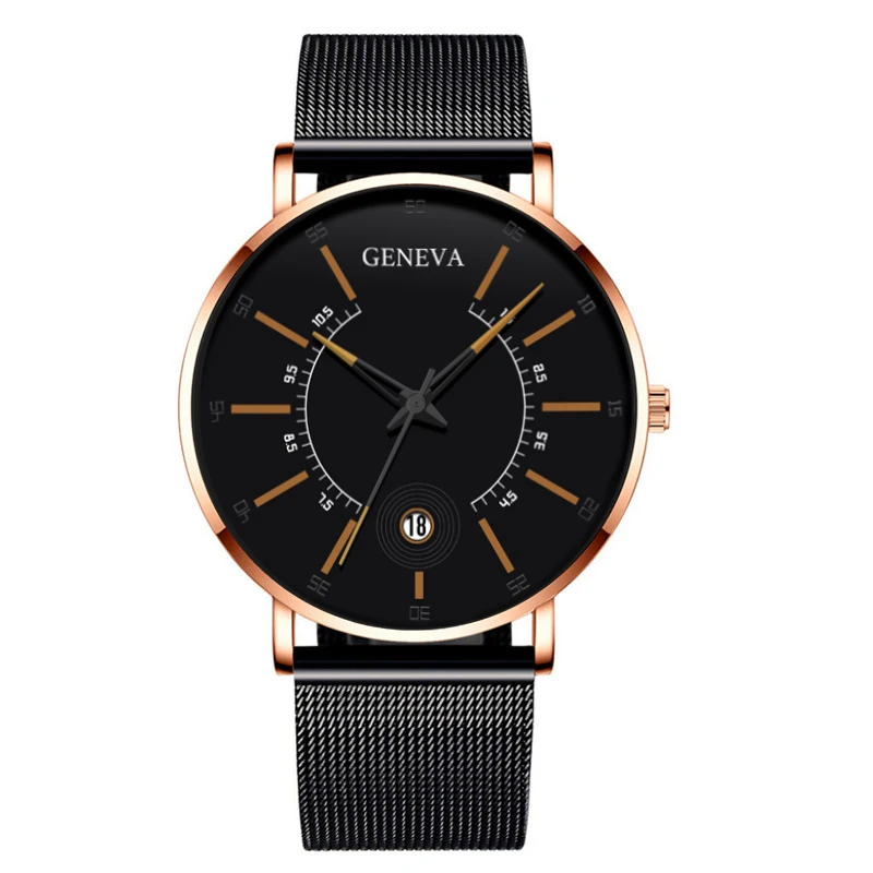 Orange Rose Gold Relogio Masculino Модные мужские деловые минималистичные часы Роскошные ультра тонкие сетчатые часы из нержавеющей стали аналоговые кварцевые часы - Цвет: Orange Rose Gold