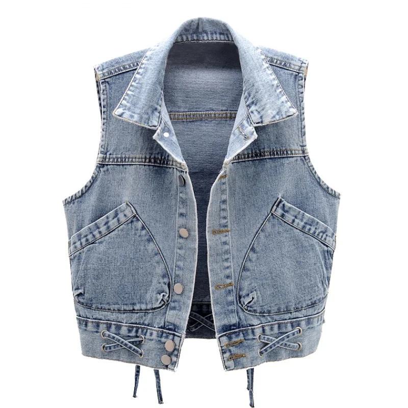 Guilantu Women Streetwear Denim Hooded Vest Coat Spring Single Breasted Hooded Sleevless Waistcoat Jacket Womens Plus Size 4xl