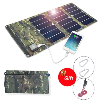 

20W Solar Panels Portable Folding Foldable Waterproof Dual 5V/2.1A USB Solar Panel Charger Power Bank for Phone Battery