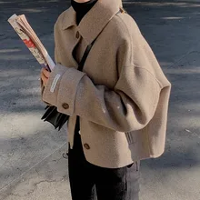 SHENGPALAE, новинка, модное осеннее однобортное пальто с отворотом, женское короткое свободное повседневное уличное пальто FV484