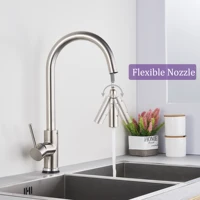 Brushed Smart Touch On Kitchen Faucet Sensor 360 Rotation Pull Out Single Handle Mixer Tap Two Water Modes Sink Crane Hot Cold 3