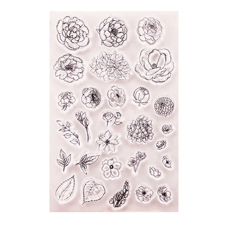 WYSE Clear Stamps Rose Flower Leaves Transparent Silicone Stamp for DIY Scrapbooking Wedding Valentine invitations Paper Card | Дом и сад