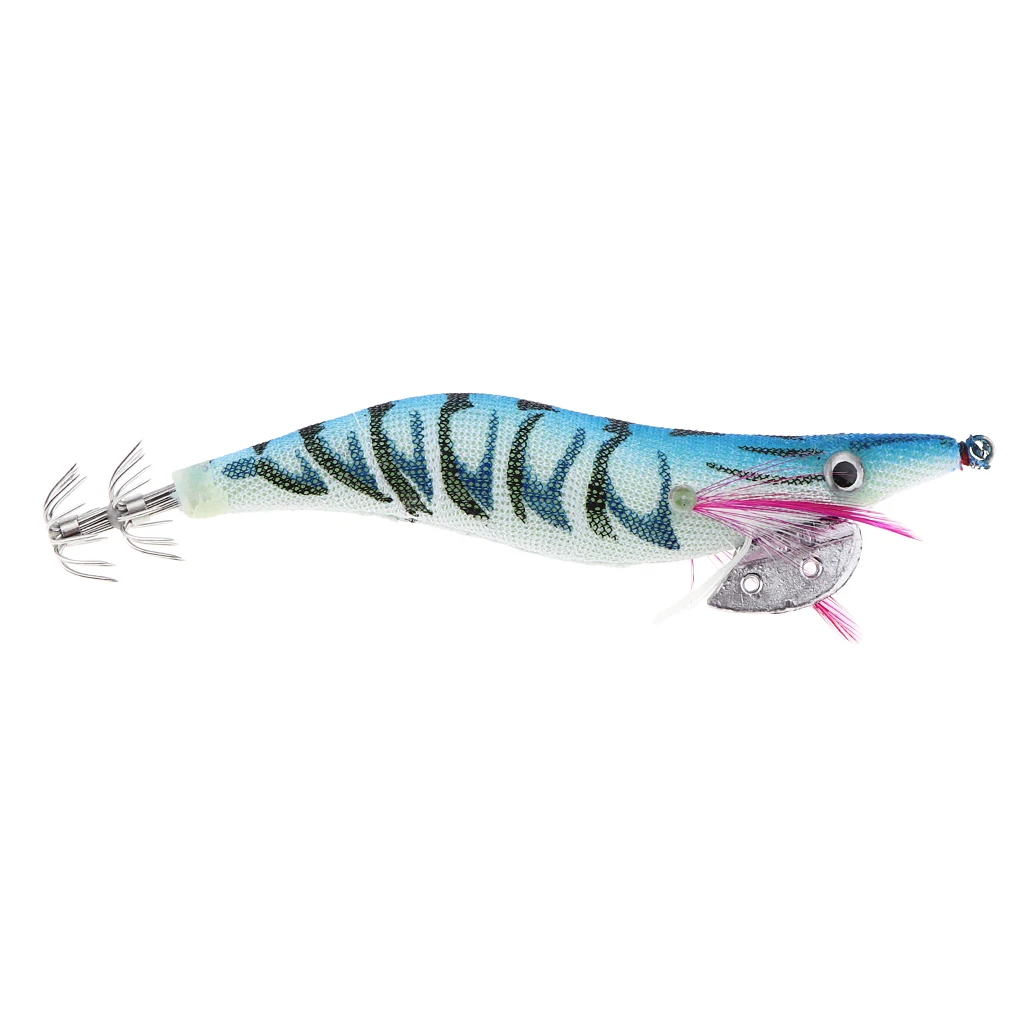 3D Artificial Wood Shrimp Fishing Lures Squid Jigs 11cm Glow Tail Prawn Lures Spinner Hard Baits Fishing Accessories Crankbait