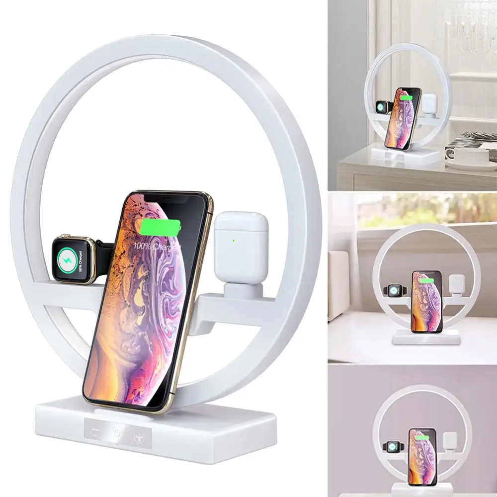 

New Wireless Charger 10W For iPhone 3 in 1 Dock Station Fast Charging For iPhone XR XS Max 8 For Apple Watch 2 3 4 For Samsung