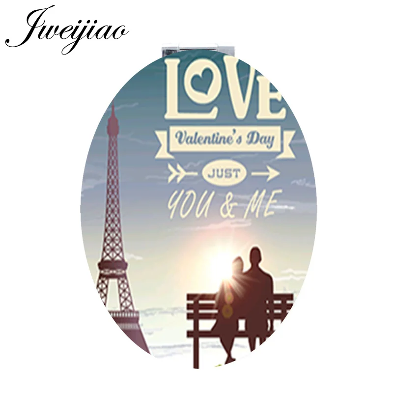 

Youhaken Valentine's Day just you and me Oval PU Vanity mirror romantic Mini gifts for women Makeup FQ846
