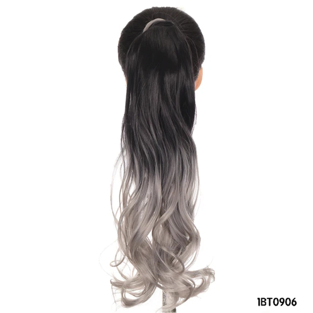 MSTN 24 Inches Long Synthetic Straight Ponytails for Women Natural Clip In Ponytail Hair Extension Hairpieces Blonde Fake Hair 0019-1BT0906