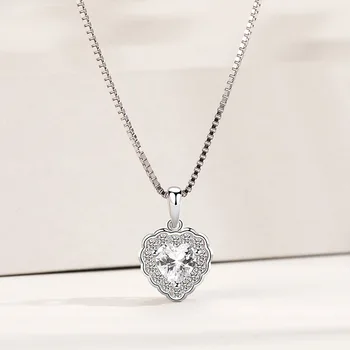 

Genuine S925 sterling silver ladies exquisite Love heart pendant Korean sell well zircon fashion temperament pendant silverware
