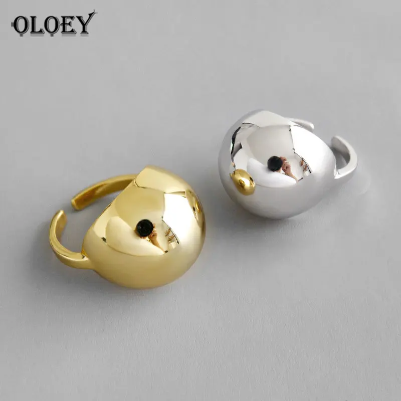 OLOEY,, настоящее, 925 пробы, серебряное, регулируемое кольцо, Корея, Геометрическая Сфера, открытые кольца для женщин, хорошие, вечерние, ювелирные изделия YMR896