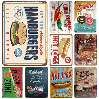 

Hamburgers Metal Sign Plaque Metal Vintage Pub Tin Sign Wall Decor for Bar Pub Club Man Cave Tin Plates Vintage Metal Signs