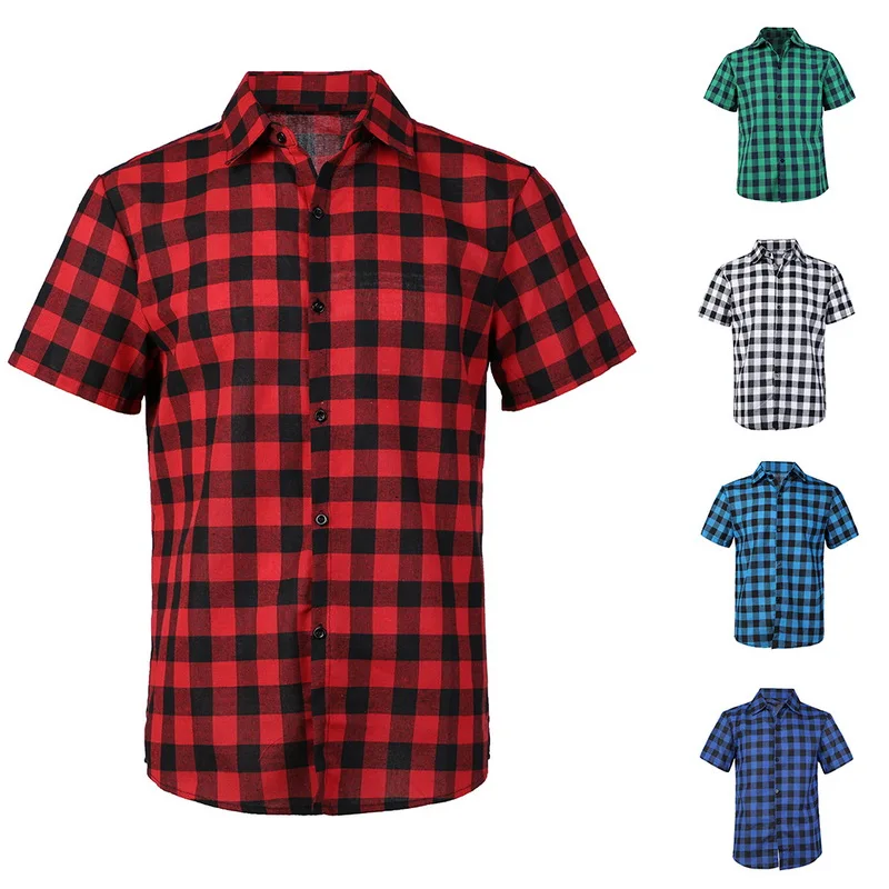 Мужские клетчатые рубашки PUI TIUA, мужские рубашки, летняя мода, Chemise Homme, мужские клетчатые рубашки с коротким рукавом, рубашки для мужчин, блузки Camisa