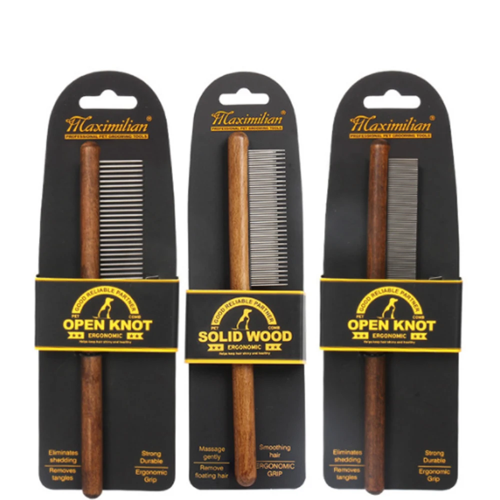 Peines de peine para mascotas, suministros para gatos y perros, peines de madera maciza para limpieza de mascotas y aseo contra pulgas