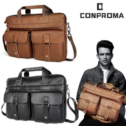 Sac à main en cuir pour ordinateur portable 15.6 pouces, sacoche de voyage d'affaires en peau de vache, bandoulière unique pour hommes, mallette pour Lenovo Air Pro 