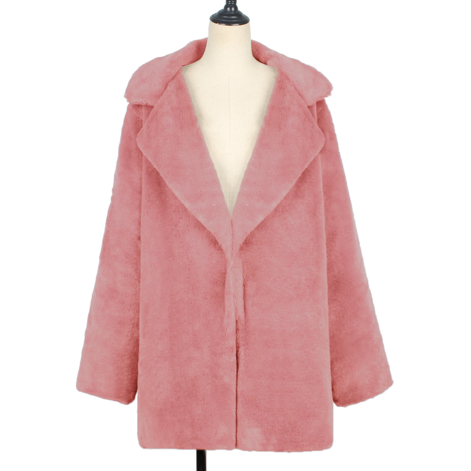 LOOZYKIT, зимнее женское пальто из искусственного меха, роскошное длинное меховое пальто, Свободное пальто с отворотом, Меховая куртка, Толстая теплая Женская плюшевая куртка, большие размеры