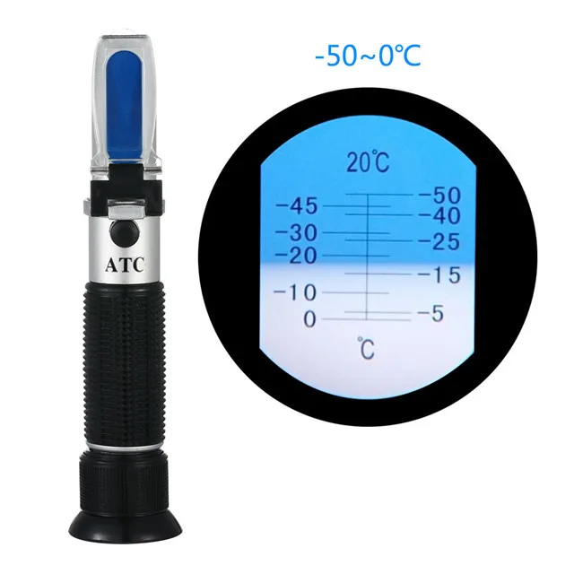 Yieryi Портативный рефрактометр метанол стекло точка замораживания инструмент-50-0 градусов с ПУ сумка