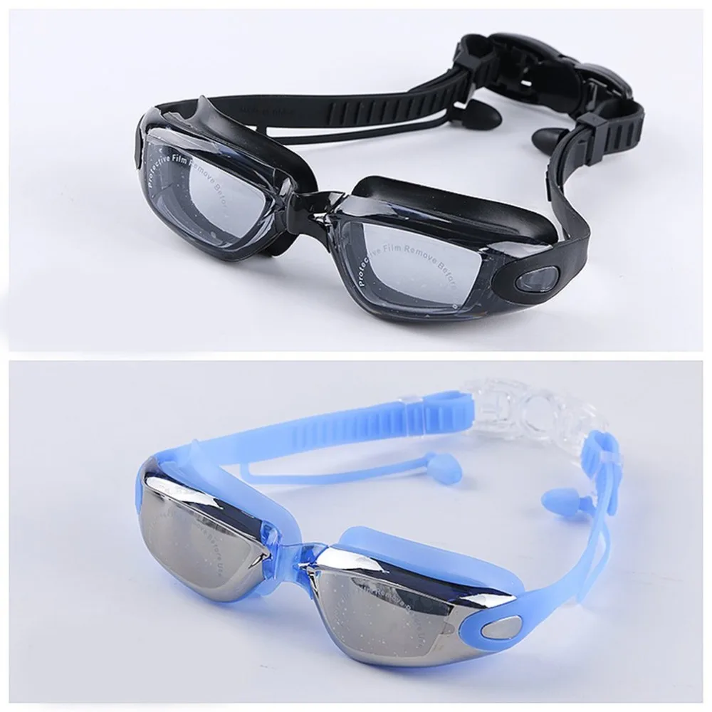 Silicone Swimming Goggles Waterproof Myopic Swimming Glasses Conjoined Earplug Anti Fog Swimming Mirror