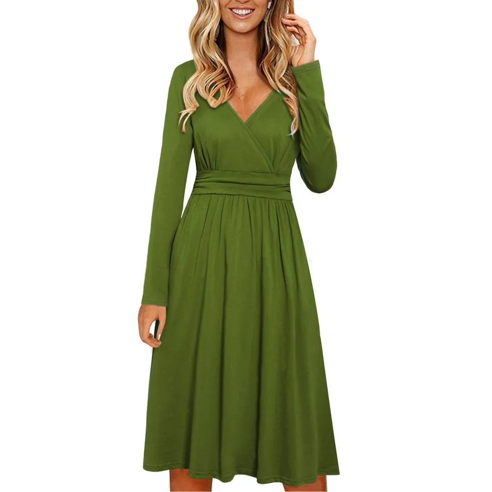 long sleeve flowy wrap dress