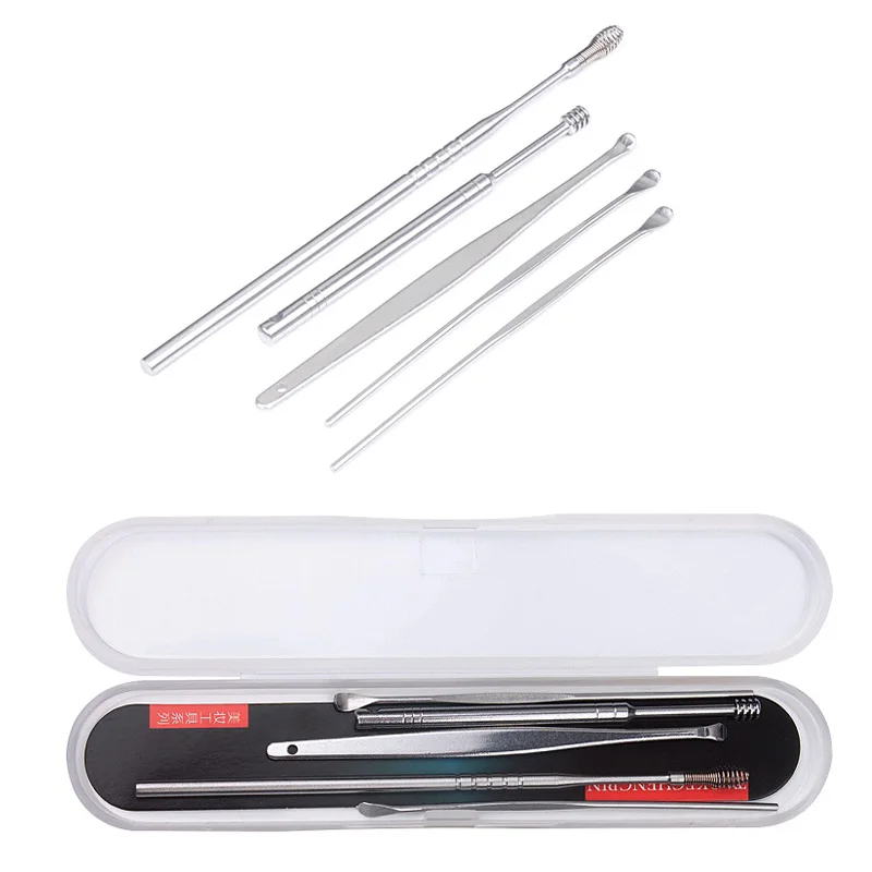 Professional 5Pcs Set High quality Stainless Steel Ear Tapping Ear Clean Earwax Skimmed Ear Selection Easy 1