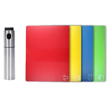 

Stainless Steel Vinegar Oil Spray Bottle with Cutting Board Mats Flexible Plastic Colored Mats