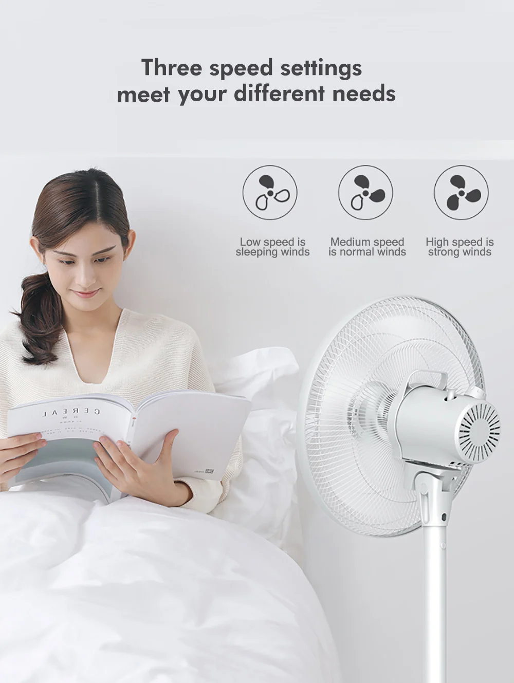 11 Deerma Natural Wind Pedestal Fan 50W 220V 3 Stepless Speed Electric Standing Floor Fan Air Conditioner For Home Office
