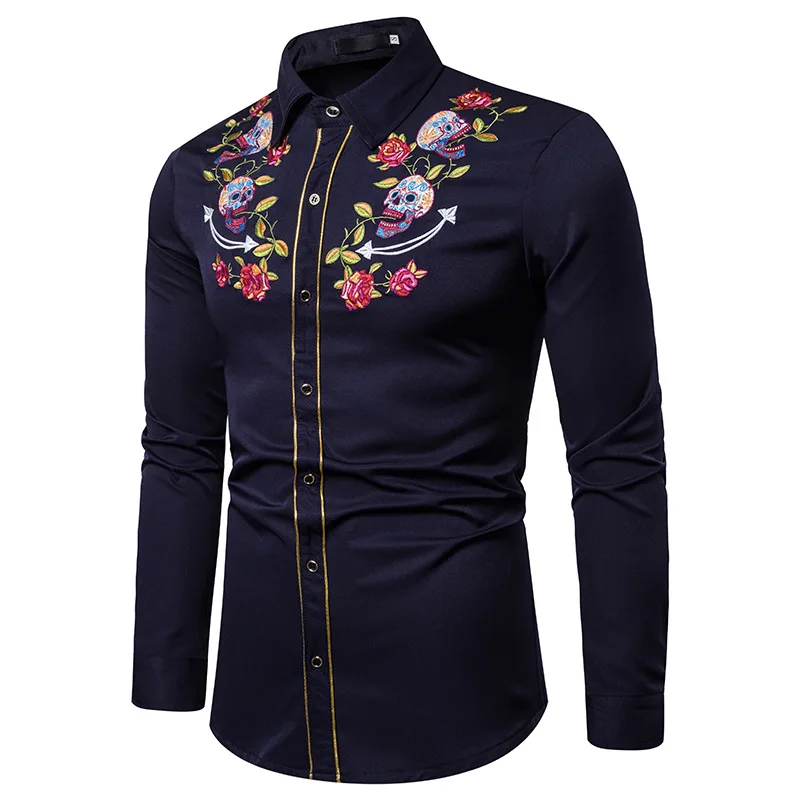 Top men shirt men men s shirts fashion casual shirts printed shirts men s lapel shirts 3
