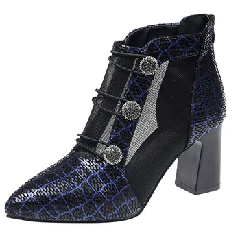 

Vogue WoMen Boots women\x27s Shoes Ankle Boots Retro Roman Flats Comfortable Thick Heel Non-Slip Outdoor Shoes Back Jly11