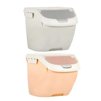 

2x Rice Container Storage 10 KG/22 LBS, Cereal Containers with BPA Free Plastic and Airtight Design Gary & Orange