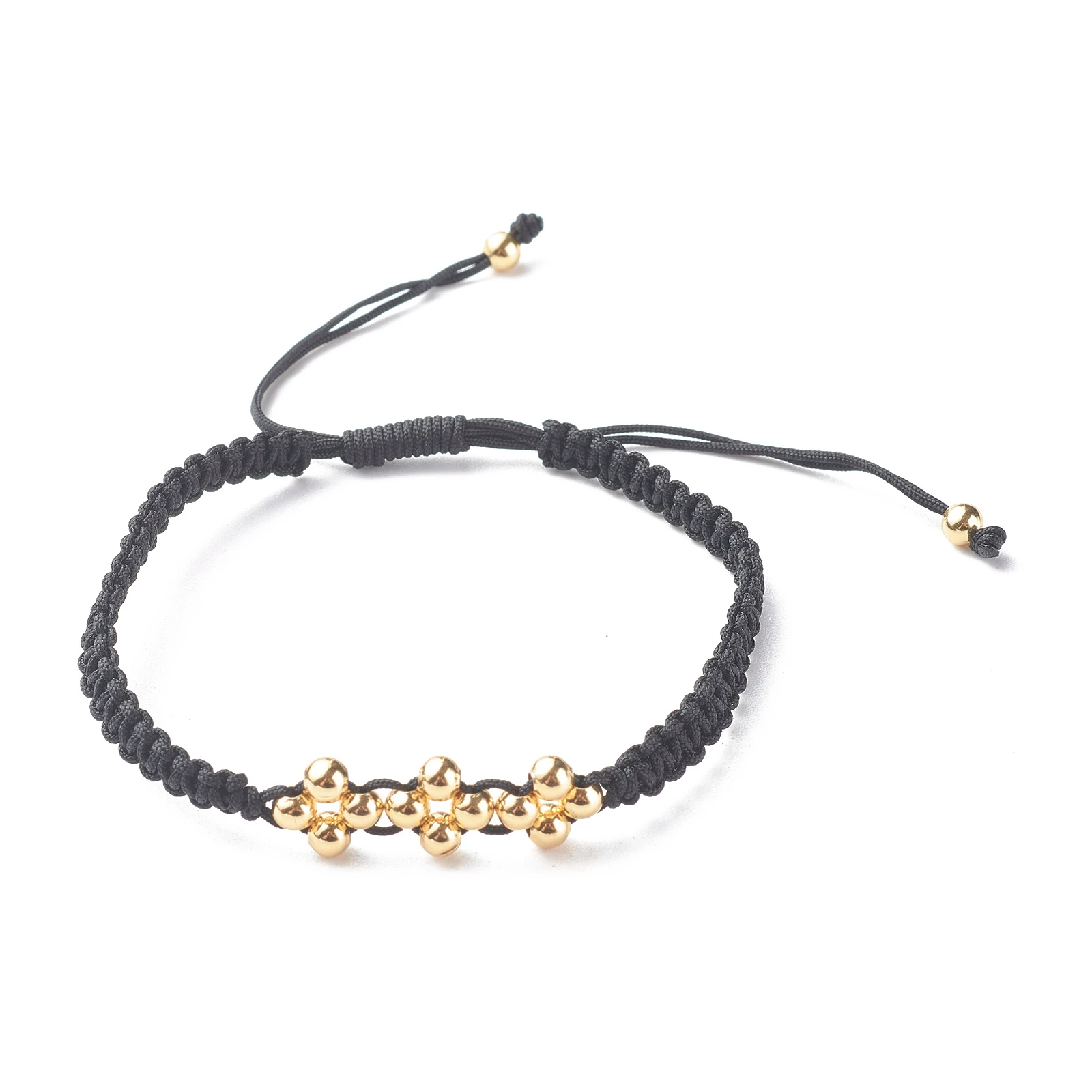 15pcs Wholesale Adjustable Nylon Thread Cord Bracelets with Brass Beads Couple Relationship Braided Rope Bracelets Jewelry Gift