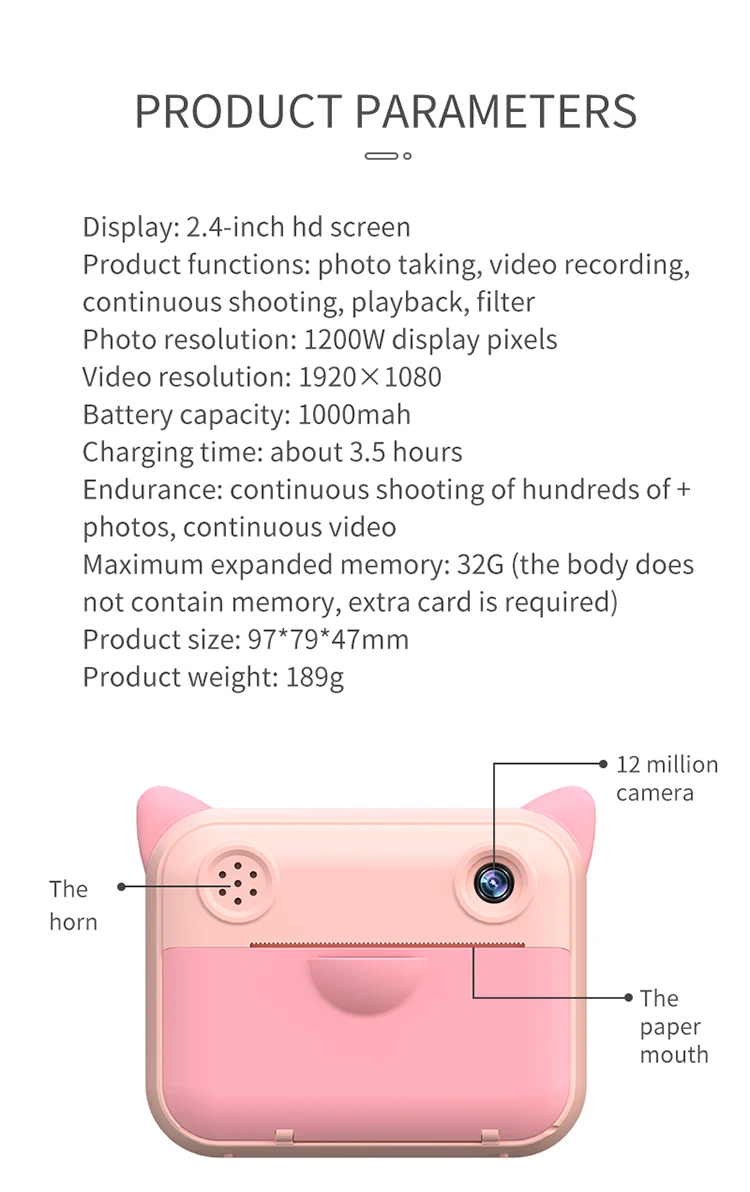 Children's Camera With Print Upgrade Selfie Kids Instant Camera Digital Zero Ink Video Camera Dual Lens 1080P HD Video Recorder best small digital camera