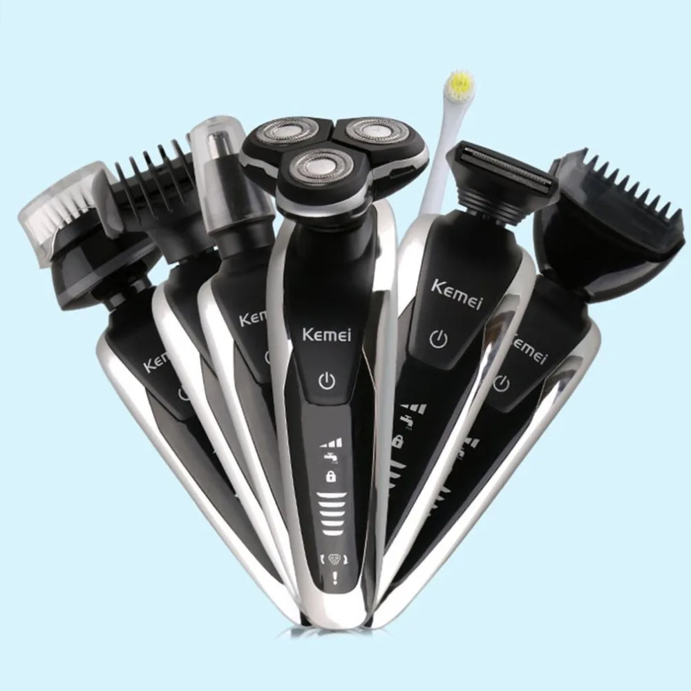 

Kemei 7 in 1 Electric Shaver Men Machine Nose and Hair Trimmer Rechargeable Toothbrush Barbeador Washable Floating Blade