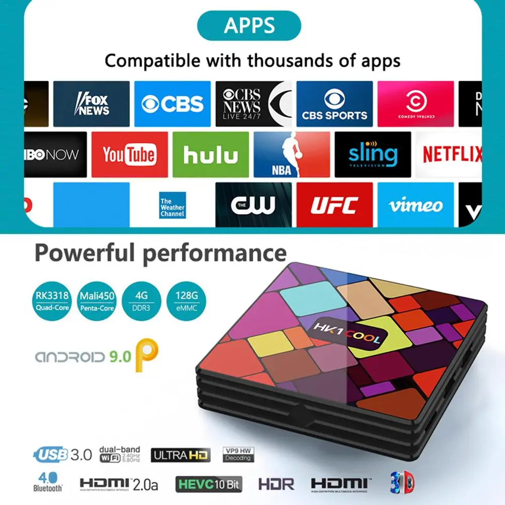 HK1 приставка RK3318 Android 9 0 четырехъядерный процессор 2 + 16/4 128G 2G/4GB wifi BT4.0 4K HD сетевой