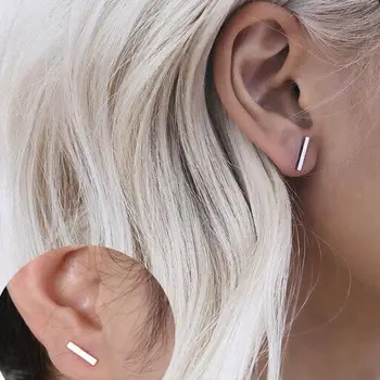 

Ear Stud Earrings Simple Style 2020 NEW Fashion Gold Silver Color Punk Simple T Bar Earrings For Womenjewelry