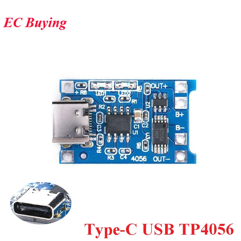 Тип c USB TP4056 4 5 в до В 1A 18650 литий ионный аккумулятор зарядная плата модуль с защитой