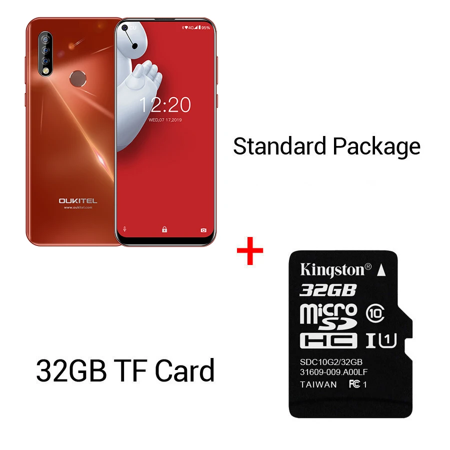 Red N 32GB Card OUKITEL C17 Pro 6,35 ''Android 9,0 19:9 MT6763 4 Гб 64 Гб Смартфон Face ID Octa Core 3900 мАч Тройная камера 4G мобильный телефон - Цвет: Red N 32GB Card