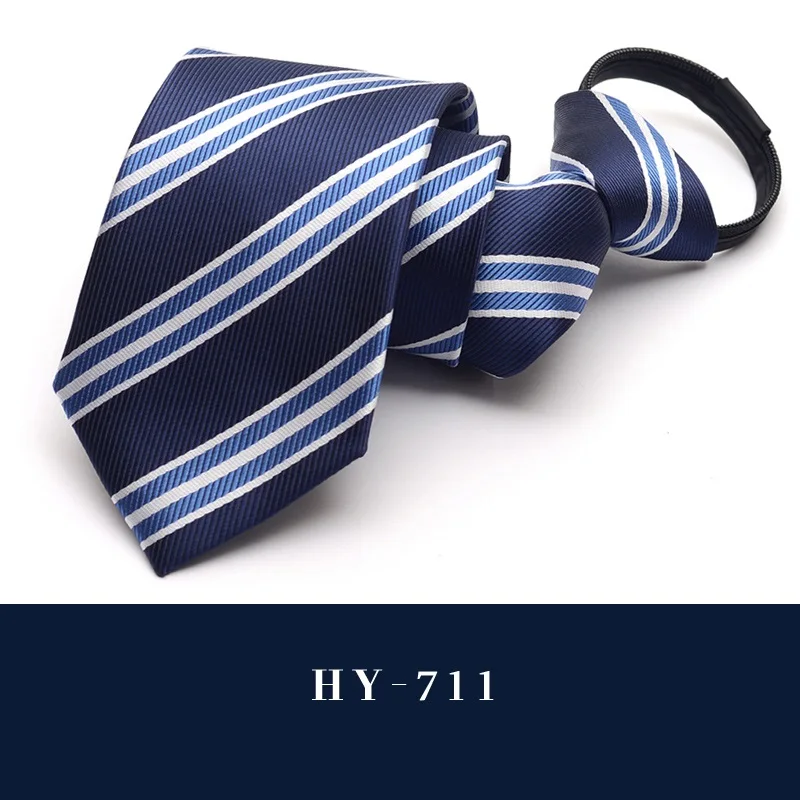 HY-711 Высокое качество, новинка, дизайнерские, брендовые, модные, деловые, повседневные, 7 см., тонкие галстуки для мужчин, на молнии, галстук, формальный, офисный, с подарочной коробкой - Цвет: HY-711