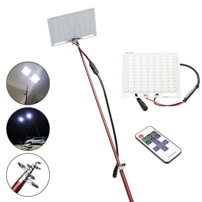 Cob 12V LED Camping Lights with 3.75 Meters Telescopic Fishing Pole