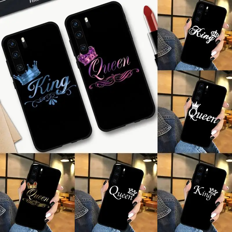 

King Queen Crown Phone Case For Huawei Mate 9 10 20 Pro lite 20x nova 3e P10 plus P20 Pro Honor10 lite