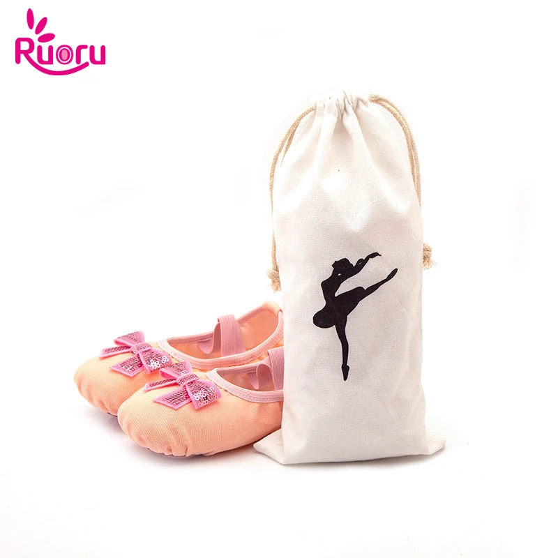 Ruoru Drawstring Ballet Dance Bag White Color Ballet Bag For Girls Ballerina Pointe Shoes Bags