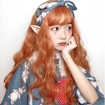 

AILIADE Long Wavy Ombre Cosplay Wigs Bangs Black Red Synthetic For African American Women Party Lolita Christmas Halloween