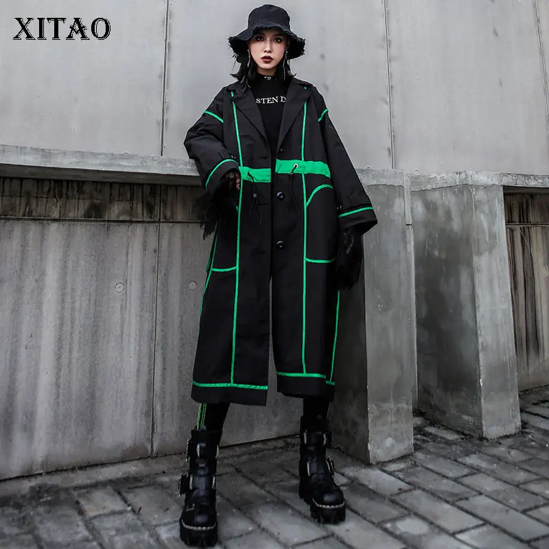 Женский Длинный Тренч XITAO в Корейском стиле элегантное пальто составного кроя с