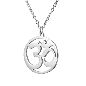 

EUEAVAN 10pcs Necklace Women Stainless Steel Necklaces Circle Capacity Yoga Pendant Long Fashion Concise Style