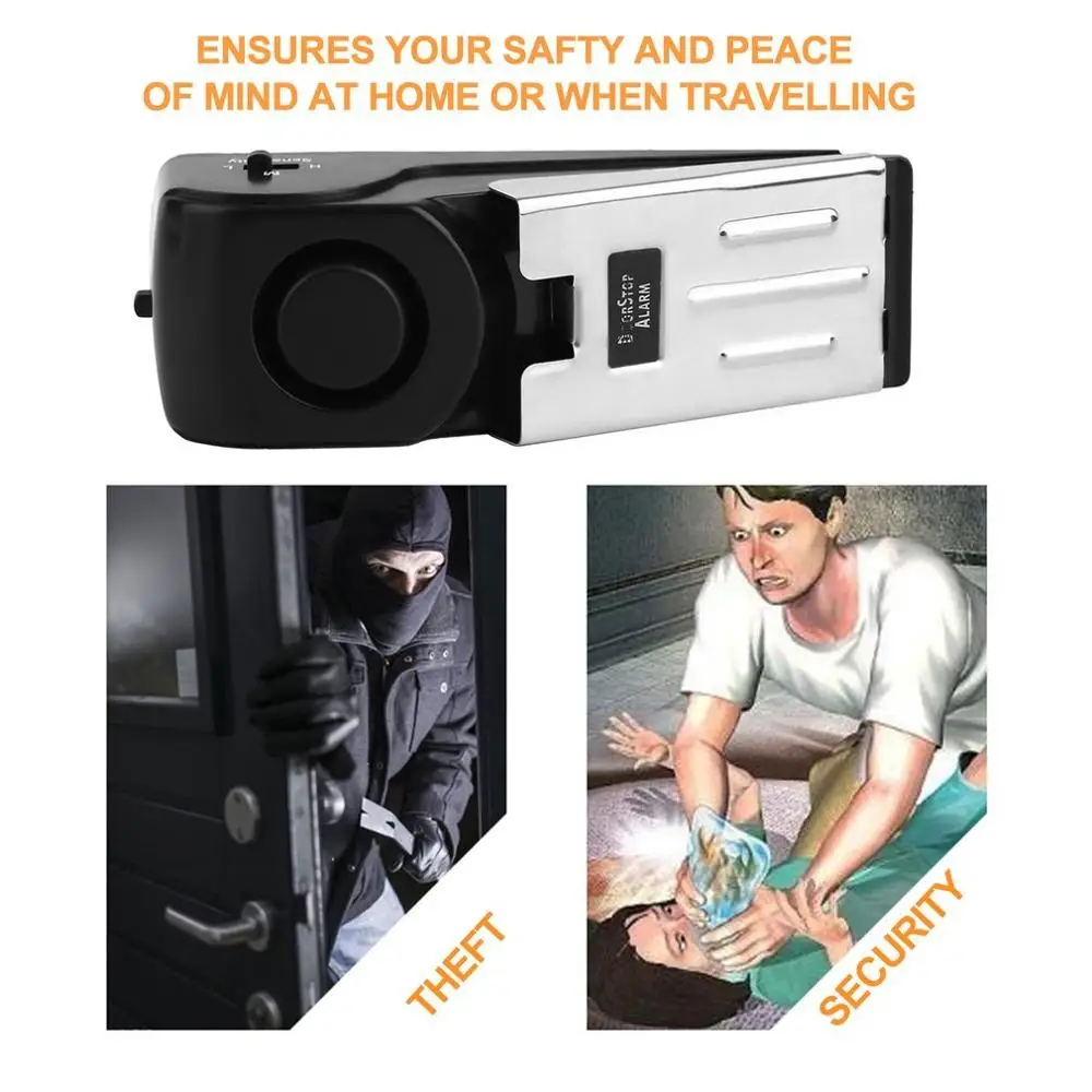 120dB Door Stop Alarm Door Block Vibration Alarm for Traveling Security Door Alarm Stopper Doorstop for Home Security