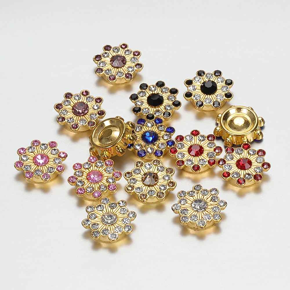 50/100pcs 14mm Rhinestone Cabochons for DIY Jewelry Making Colorful Glass Crystal Core Gold Bezel Brooch Patch Decor Accessories