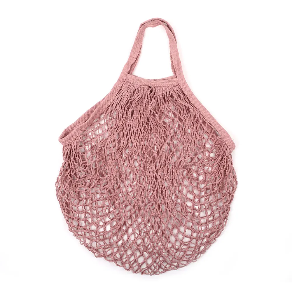 Сетчатые хозяйственные сумки, хлопок, для хранения продуктов, Kintted String, экологическая посылка S - Цвет: Pink